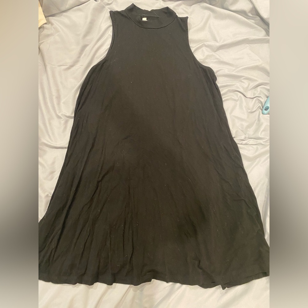 silence + noise Mock Neck A-Line Black Dress